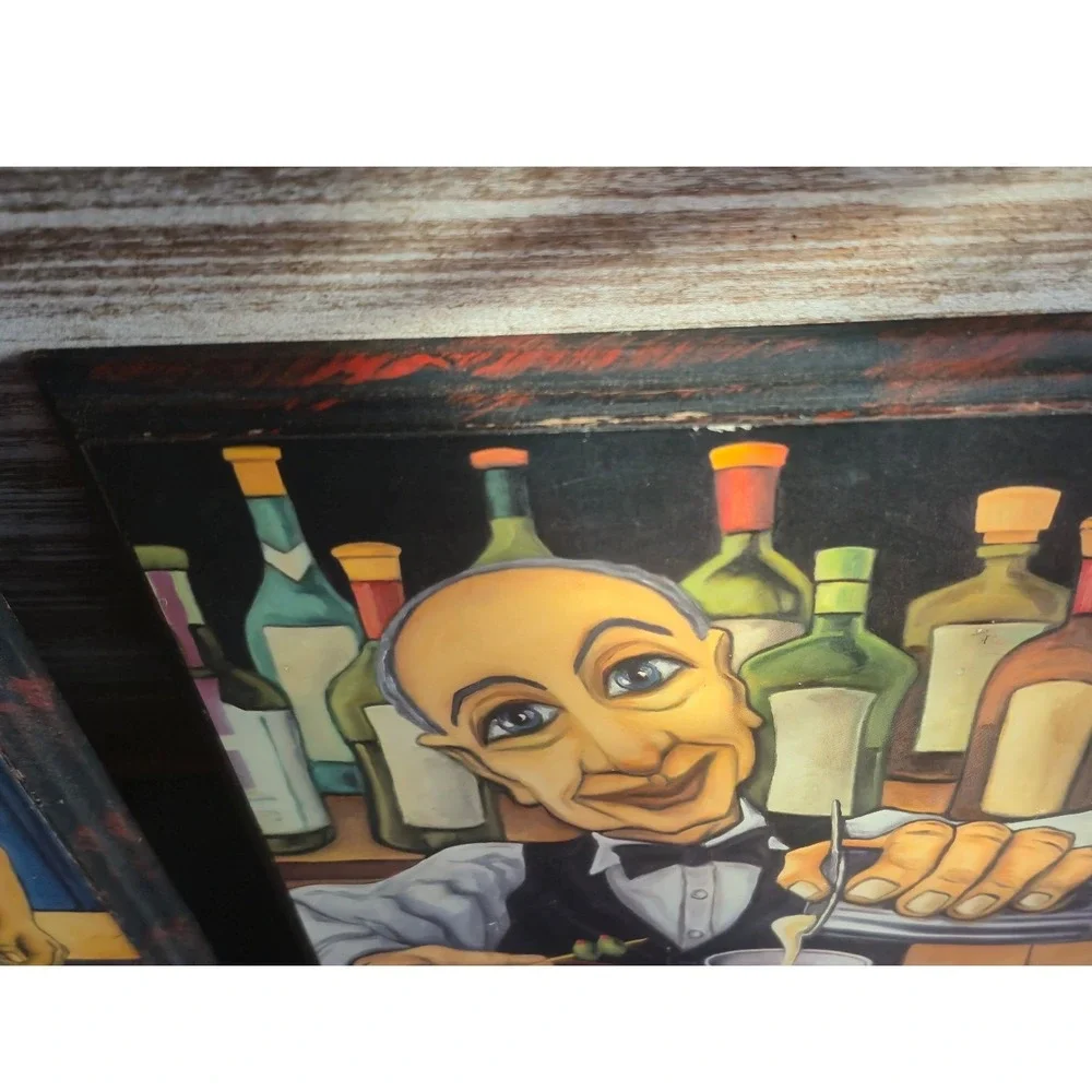 Set of 4 Vintage Decoupage Wall Art Target 2003 Will Rafuse O.K. Gerard Bistro‎